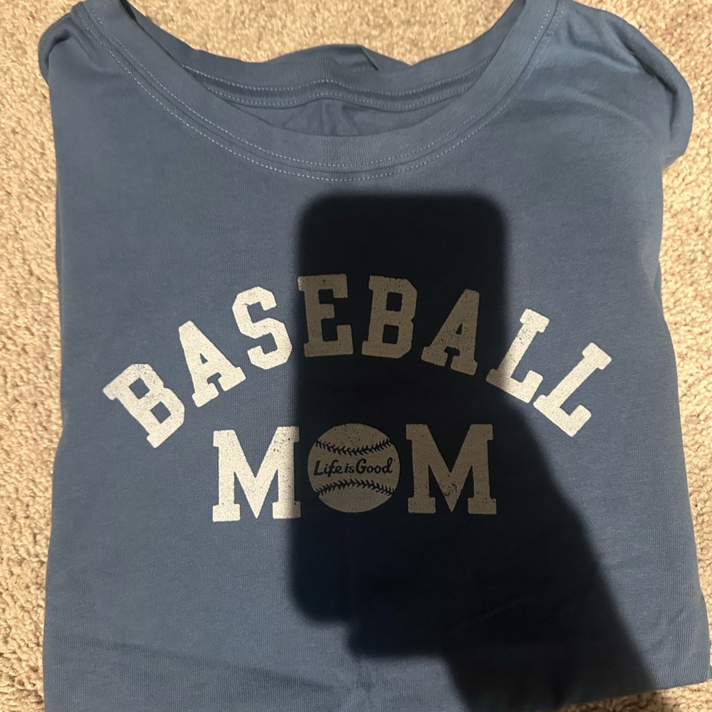 Life Is Good Kids Baseball Mom Tee in Blue